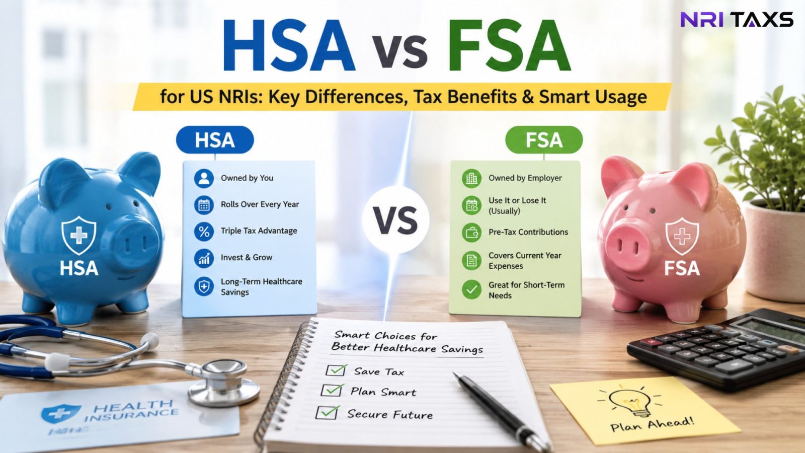 HSA vs FSA for US NRIs: Key Differences, Tax Benefits & Smart Usage