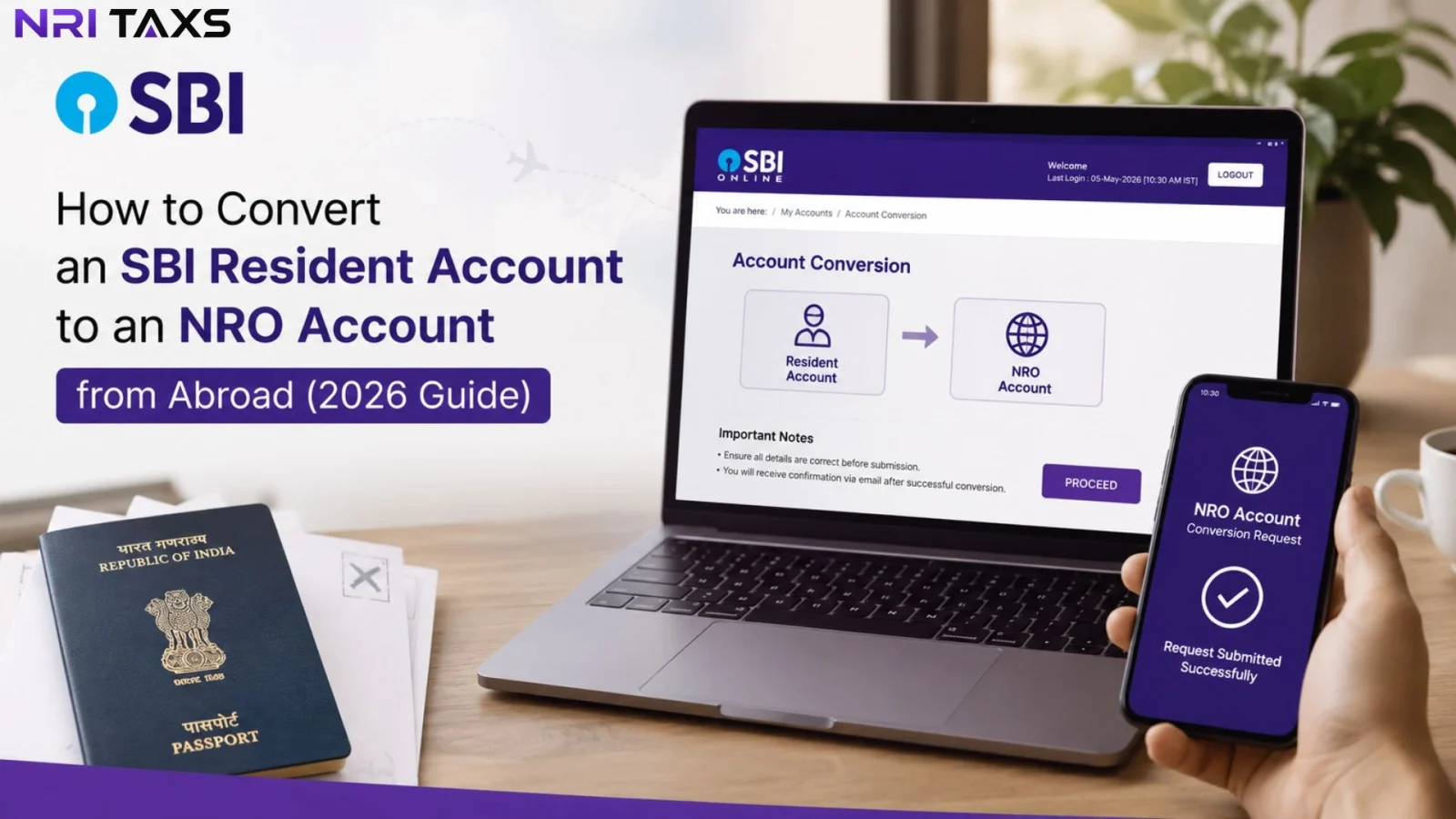 How to Convert SBI Resident Account to NRO Account from Abroad (2026 Guide)