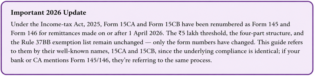Form 15CA & Form 15CB for NRIs