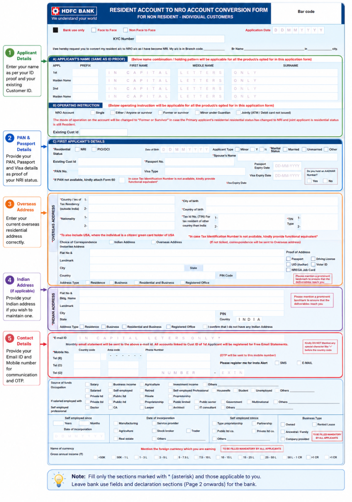 Resident Account to NRO Account Conversion Form