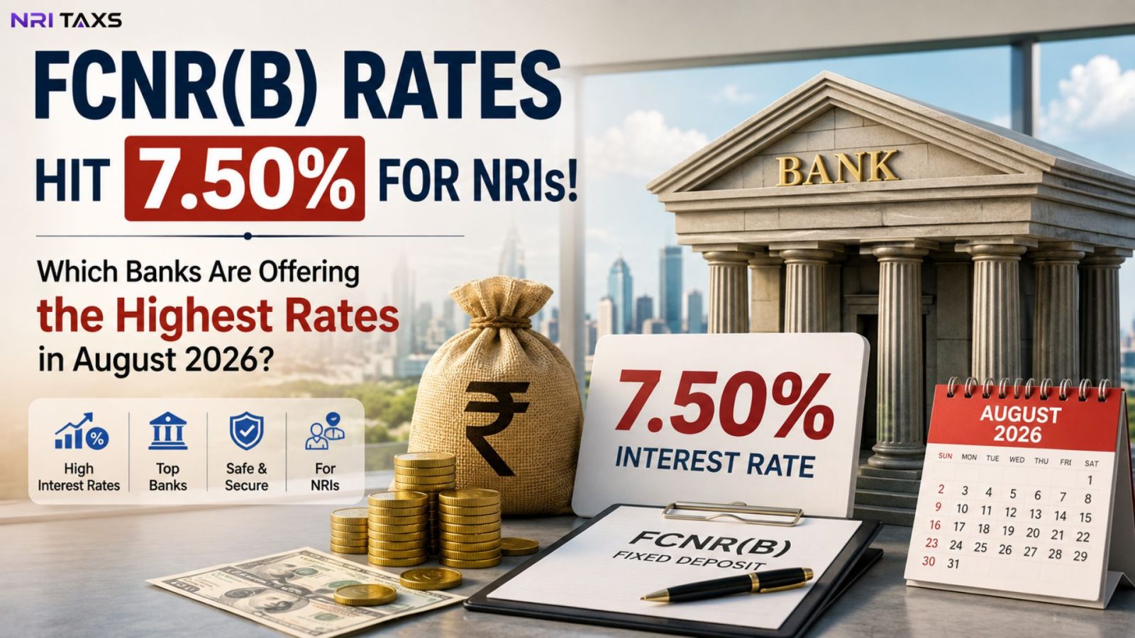 FCNR(B) Rates Hit 7.50% for NRIs: Which Banks Are Offering the Highest Rates in August 2026?