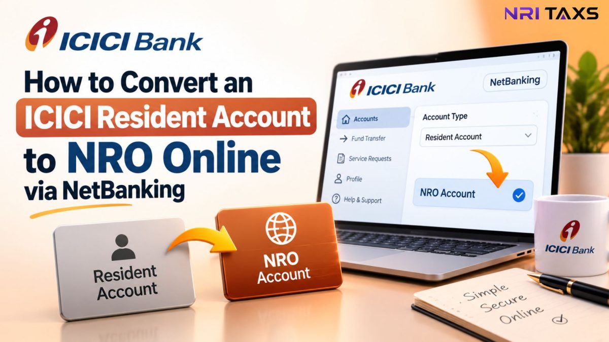 How to Convert ICICI Resident Account to NRO Online via NetBanking?